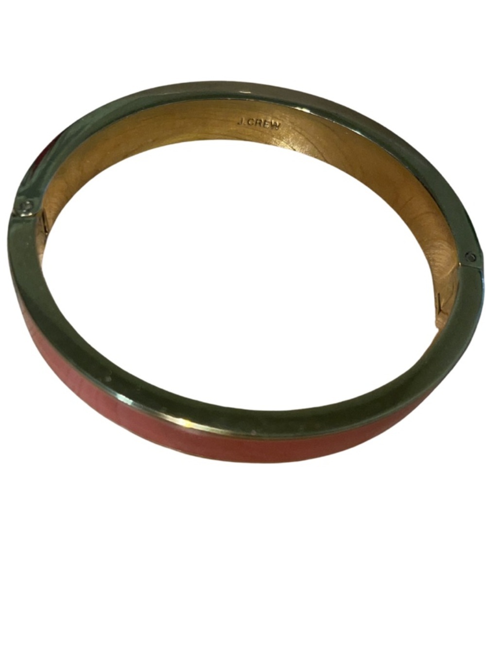 J. Crew Apricot Enamel & Gold-tone Hinged Bangle Bracelet, 6.5”-7” Wrist - Picture 7 of 10